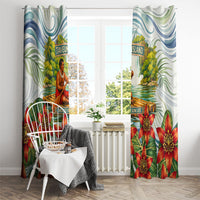 Fiji Taveuni Island Dateline Crossing Window Curtain Tropical Cultural Landscape With Tagimoucia Floral Pattern TS04 - Polynesian Pride