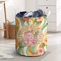 Hawaii Aloha Academy Back To School Laundry Basket Sea Turtle Tropical Hibiscus Flowers Retro Psychedelic TS04 Orange Green - Polynesian Pride