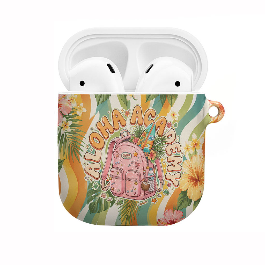 Hawaii Aloha Academy Back To School AirPods Case Sea Turtle Tropical Hibiscus Flowers Retro Psychedelic