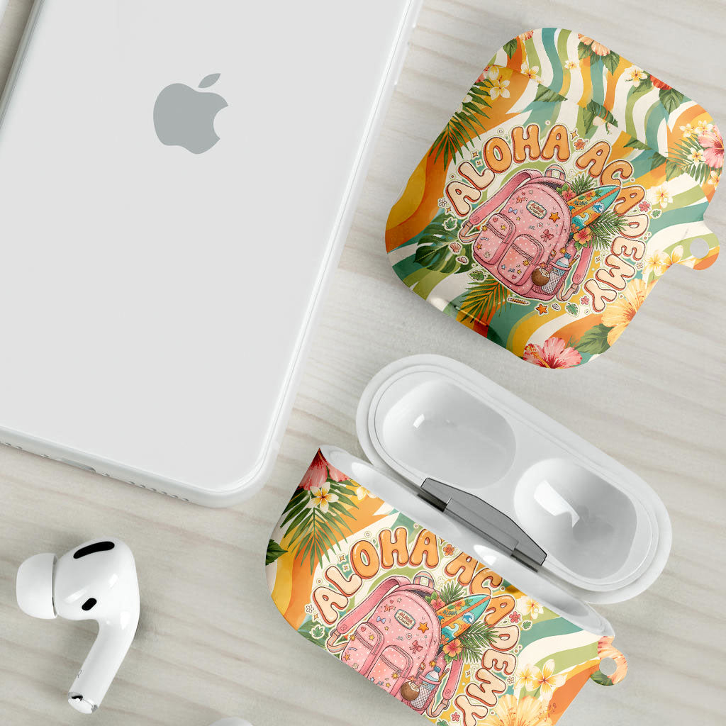 Hawaii Aloha Academy Back To School AirPods Case Sea Turtle Tropical Hibiscus Flowers Retro Psychedelic