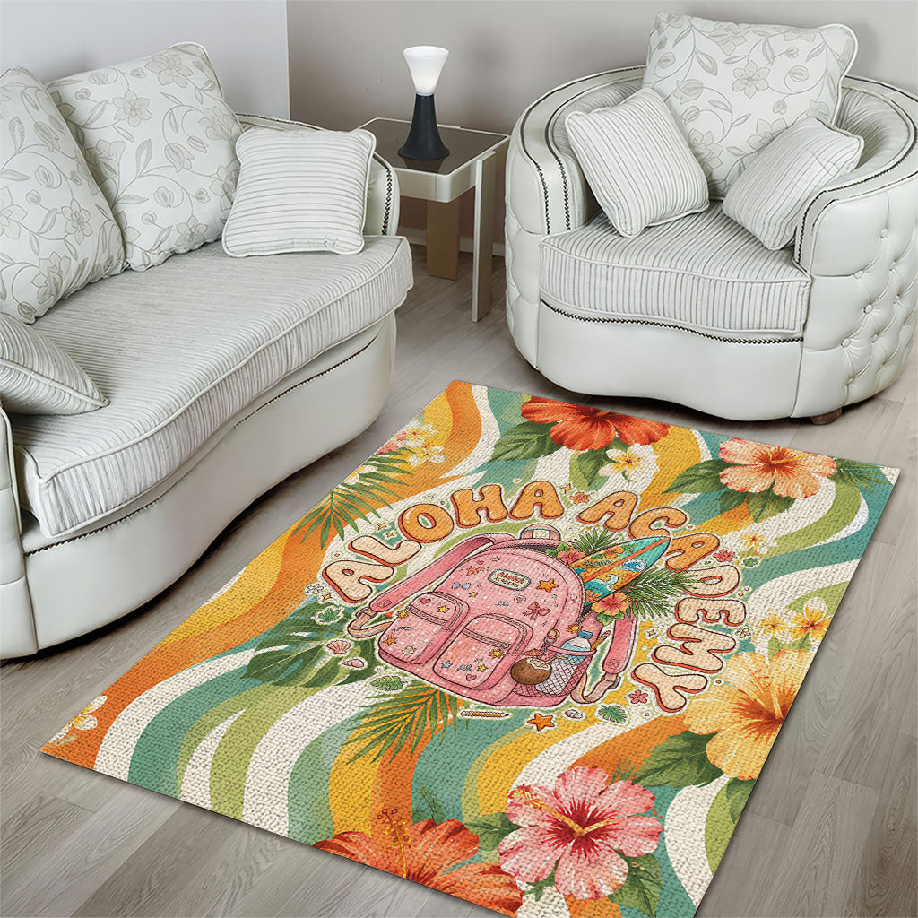 Hawaii Aloha Academy Back To School Area Rug Sea Turtle Tropical Hibiscus Flowers Retro Psychedelic TS04 - Polynesian Pride