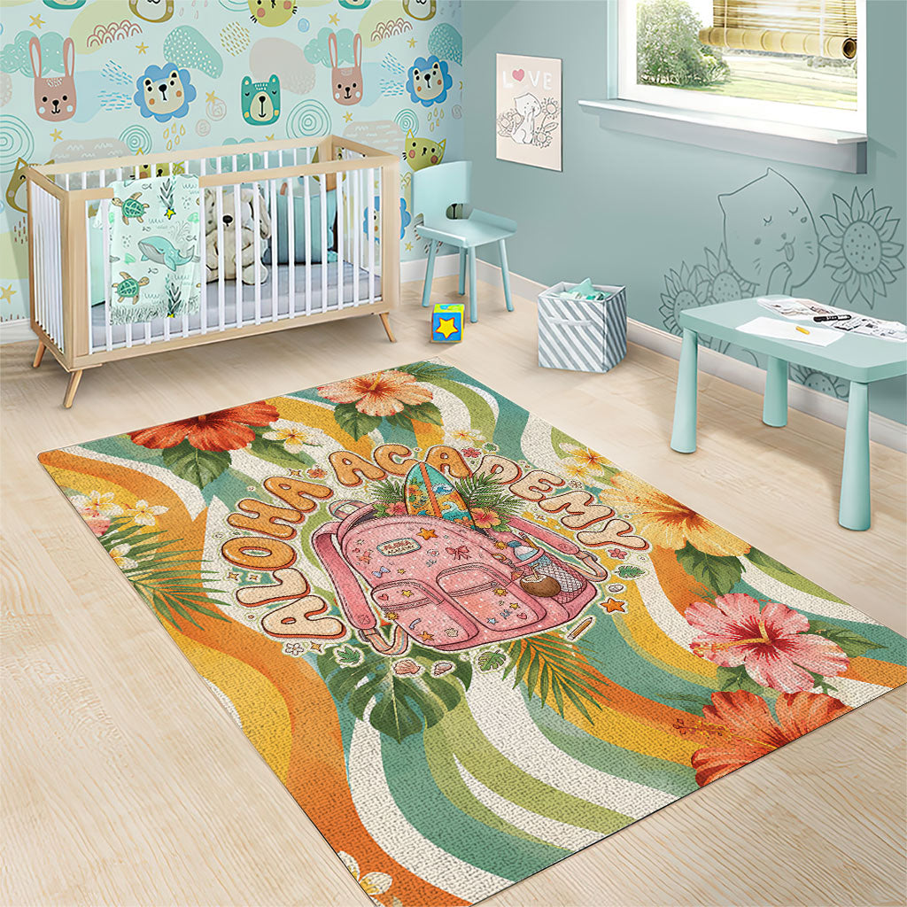 Hawaii Aloha Academy Back To School Area Rug Sea Turtle Tropical Hibiscus Flowers Retro Psychedelic TS04 - Polynesian Pride