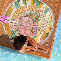 Hawaii Aloha Academy Back To School Beach Blanket Sea Turtle Tropical Hibiscus Flowers Retro Psychedelic TS04 - Polynesian Pride