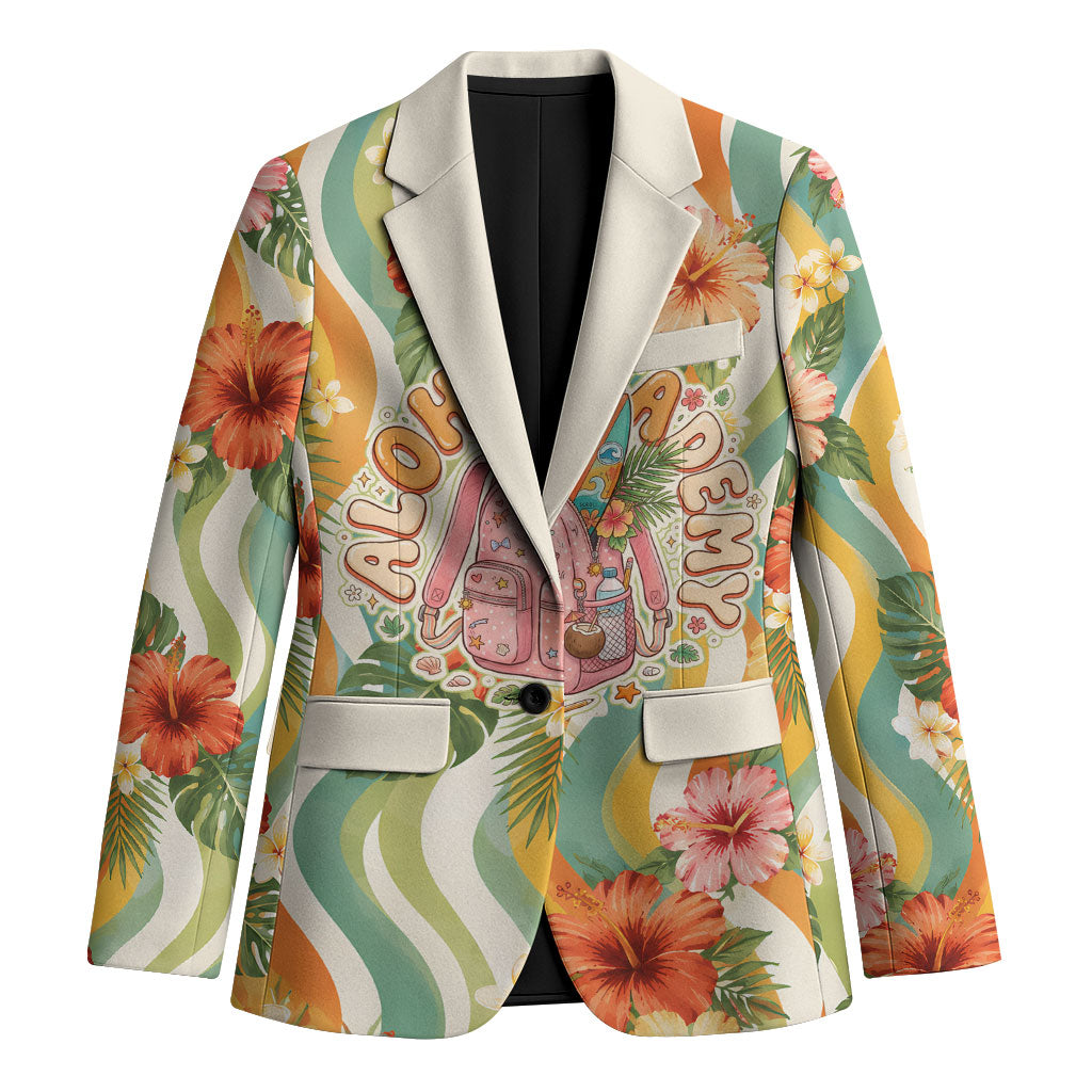 Hawaii Aloha Academy Back To School Blazer Sea Turtle Tropical Hibiscus Flowers Retro Psychedelic TS04 Unisex Orange Green - Polynesian Pride