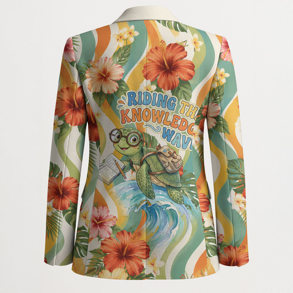 Hawaii Aloha Academy Back To School Blazer Sea Turtle Tropical Hibiscus Flowers Retro Psychedelic TS04 - Polynesian Pride