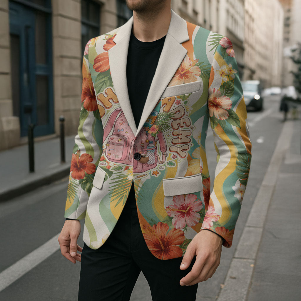 Hawaii Aloha Academy Back To School Blazer Sea Turtle Tropical Hibiscus Flowers Retro Psychedelic TS04 - Polynesian Pride