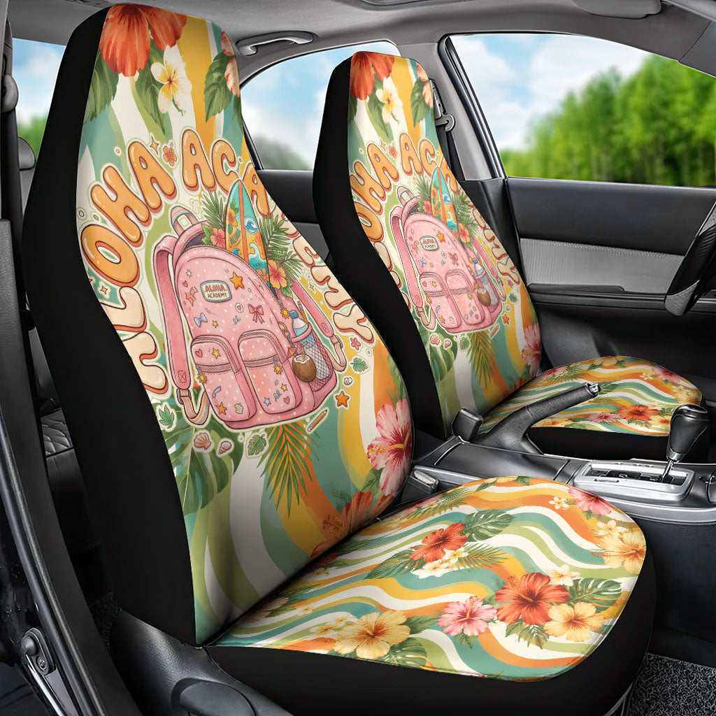 Hawaii Aloha Academy Back To School Car Seat Cover Sea Turtle Tropical Hibiscus Flowers Retro Psychedelic TS04 - Polynesian Pride