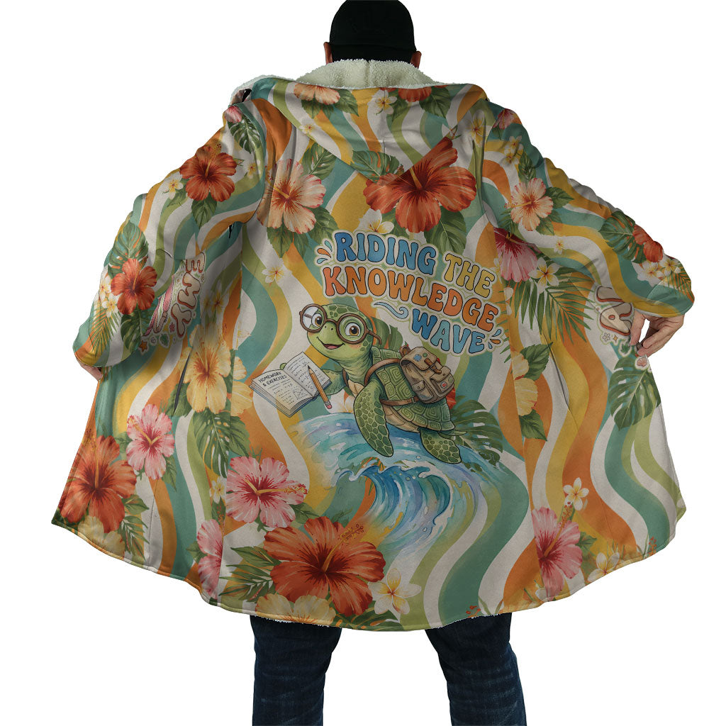 Hawaii Aloha Academy Back To School Cloak Sea Turtle Tropical Hibiscus Flowers Retro Psychedelic TS04 - Polynesian Pride