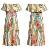 Hawaii Aloha Academy Back To School Couples Matching Off Shoulder Maxi Dress and Hawaiian Shirt Sea Turtle Tropical Hibiscus Flowers Retro Psychedelic TS04 - Polynesian Pride