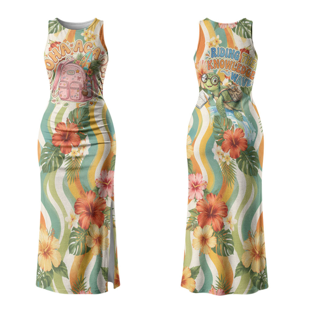 Hawaii Aloha Academy Back To School Couples Matching Tank Maxi Dress and Hawaiian Shirt Sea Turtle Tropical Hibiscus Flowers Retro Psychedelic TS04 - Polynesian Pride