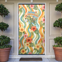 Hawaii Aloha Academy Back To School Door Cover Sea Turtle Tropical Hibiscus Flowers Retro Psychedelic TS04 Orange Green - Polynesian Pride