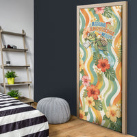 Hawaii Aloha Academy Back To School Door Cover Sea Turtle Tropical Hibiscus Flowers Retro Psychedelic TS04 - Polynesian Pride