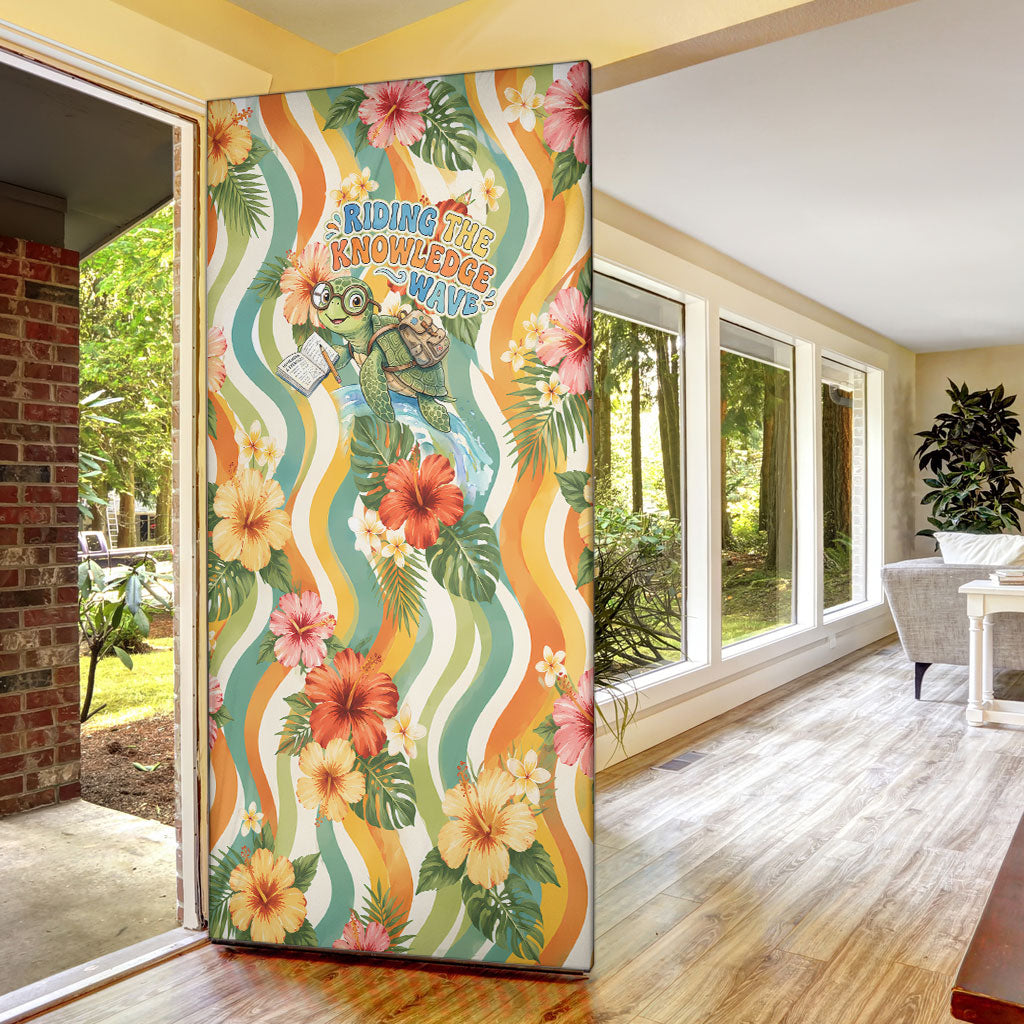 Hawaii Aloha Academy Back To School Door Cover Sea Turtle Tropical Hibiscus Flowers Retro Psychedelic TS04 - Polynesian Pride
