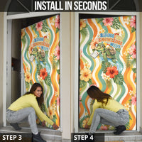 Hawaii Aloha Academy Back To School Door Cover Sea Turtle Tropical Hibiscus Flowers Retro Psychedelic TS04 - Polynesian Pride