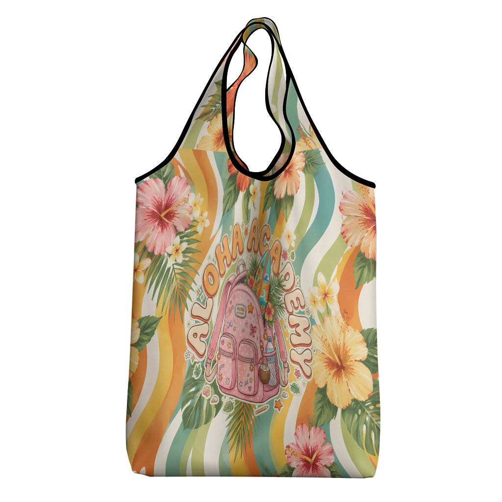 Hawaii Aloha Academy Back To School Grocery Bag Sea Turtle Tropical Hibiscus Flowers Retro Psychedelic TS04 - Polynesian Pride