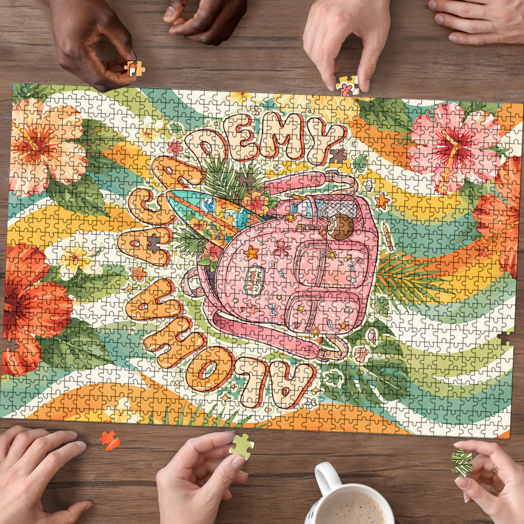 Hawaii Aloha Academy Back To School Puzzle Sea Turtle Tropical Hibiscus Flowers Retro Psychedelic TS04 - Polynesian Pride