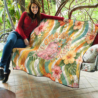Hawaii Aloha Academy Back To School Quilt Sea Turtle Tropical Hibiscus Flowers Retro Psychedelic