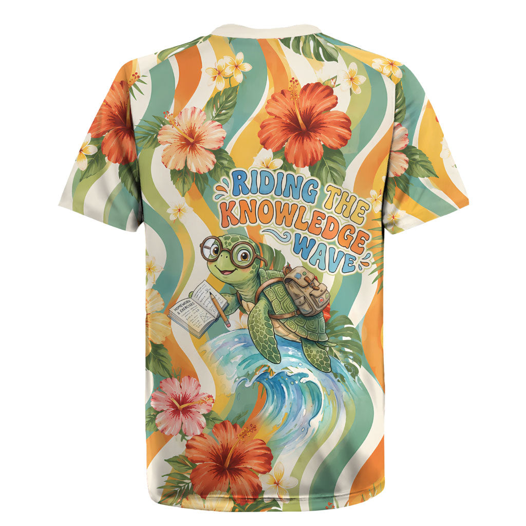 Hawaii Aloha Academy Back To School Rugby Jersey Sea Turtle Tropical Hibiscus Flowers Retro Psychedelic TS04 - Polynesian Pride