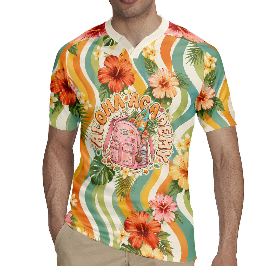 Hawaii Aloha Academy Back To School Rugby Jersey Sea Turtle Tropical Hibiscus Flowers Retro Psychedelic TS04 - Polynesian Pride