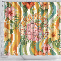 Hawaii Aloha Academy Back To School Shower Curtain Sea Turtle Tropical Hibiscus Flowers Retro Psychedelic TS04 - Polynesian Pride