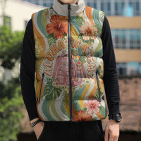 Hawaii Aloha Academy Back To School Sleeveless Puffer Jacket Sea Turtle Tropical Hibiscus Flowers Retro Psychedelic TS04 - Polynesian Pride