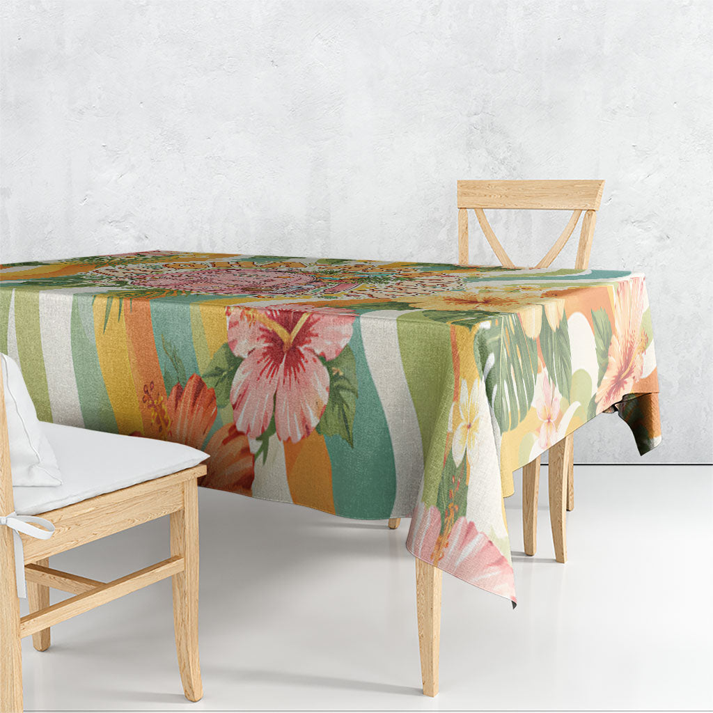Hawaii Aloha Academy Back To School Tablecloth Sea Turtle Tropical Hibiscus Flowers Retro Psychedelic TS04 - Polynesian Pride