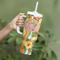 Hawaii Aloha Academy Back To School Tumbler With Handle Sea Turtle Tropical Hibiscus Flowers Retro Psychedelic TS04 - Polynesian Pride