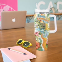 Hawaii Aloha Academy Back To School Tumbler With Handle Sea Turtle Tropical Hibiscus Flowers Retro Psychedelic TS04 - Polynesian Pride