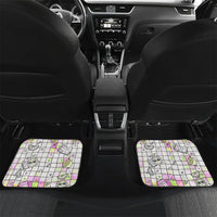 Hawaii Cruising Back To School Car Mats Grid Pattern With School Bag And Vintage Surf Van TS04 Set 2pcs - Back White Yellow - Polynesian Pride