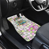 Hawaii Cruising Back To School Car Mats Grid Pattern With School Bag And Vintage Surf Van TS04 - Polynesian Pride