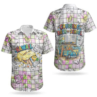 Hawaii Cruising Back To School Couples Matching Off Shoulder Maxi Dress and Hawaiian Shirt Grid Pattern With School Bag And Vintage Surf Van TS04 - Polynesian Pride