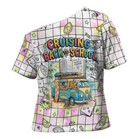 Hawaii Cruising Back To School Cross Shoulder Shirt Grid Pattern With School Bag And Vintage Surf Van TS04 - Polynesian Pride