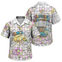 Hawaii Cruising Back To School Family Matching Summer Maxi Dress and Hawaiian Shirt Grid Pattern With School Bag And Vintage Surf Van TS04 Son's Shirt White Yellow - Polynesian Pride