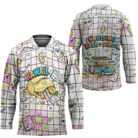 Hawaii Cruising Back To School Hockey Jersey Grid Pattern With School Bag And Vintage Surf Van TS04 - Polynesian Pride