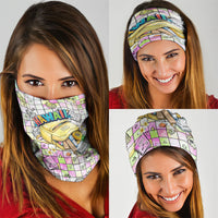 Hawaii Cruising Back To School Neck Gaiter Grid Pattern With School Bag And Vintage Surf Van TS04 - Polynesian Pride