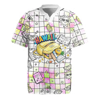 Hawaii Cruising Back To School Rugby Jersey Grid Pattern With School Bag And Vintage Surf Van TS04 White Yellow - Polynesian Pride