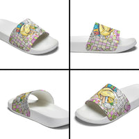 Hawaii Cruising Back To School Slide Sandals Grid Pattern With School Bag And Vintage Surf Van TS04 - Polynesian Pride