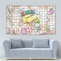 Hawaii Cruising Back To School Tapestry Grid Pattern With School Bag And Vintage Surf Van TS04 - Polynesian Pride