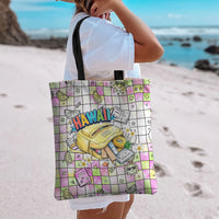 Hawaii Cruising Back To School Tote Bag Grid Pattern With School Bag And Vintage Surf Van TS04 - Polynesian Pride