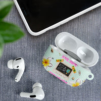 Personalized Hawaii Back To School Dolphin AirPods Case Grid Notebook Background With Dolphin Mascot And Plumeria Flowers TS04 - Polynesian Pride