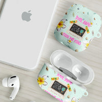 Personalized Hawaii Back To School Dolphin AirPods Case Grid Notebook Background With Dolphin Mascot And Plumeria Flowers TS04 - Polynesian Pride