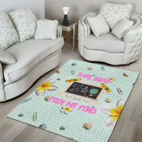 Personalized Hawaii Back To School Dolphin Area Rug Grid Notebook Background With Dolphin Mascot And Plumeria Flowers TS04 - Polynesian Pride