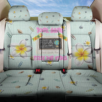 Personalized Hawaii Back To School Dolphin Back Car Seat Cover Grid Notebook Background With Dolphin Mascot And Plumeria Flowers TS04 One Size Green White - Polynesian Pride