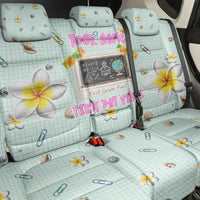 Personalized Hawaii Back To School Dolphin Back Car Seat Cover Grid Notebook Background With Dolphin Mascot And Plumeria Flowers TS04 - Polynesian Pride