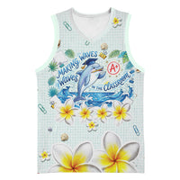 Personalized Hawaii Back To School Dolphin Basketball Jersey Grid Notebook Background With Dolphin Mascot And Plumeria Flowers TS04 Unisex Green White - Polynesian Pride