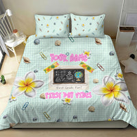 Personalized Hawaii Back To School Dolphin Bedding Set Grid Notebook Background With Dolphin Mascot And Plumeria Flowers TS04 - Polynesian Pride
