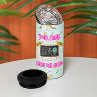 Personalized Hawaii Back To School Dolphin 4 in 1 Can Cooler Tumbler Grid Notebook Background With Dolphin Mascot And Plumeria Flowers TS04 - Polynesian Pride
