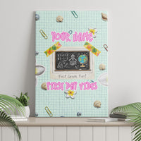 Personalized Hawaii Back To School Dolphin Canvas Wall Art Grid Notebook Background With Dolphin Mascot And Plumeria Flowers TS04 - Polynesian Pride