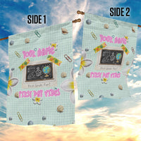 Personalized Hawaii Back To School Dolphin Garden Flag Grid Notebook Background With Dolphin Mascot And Plumeria Flowers TS04 - Polynesian Pride