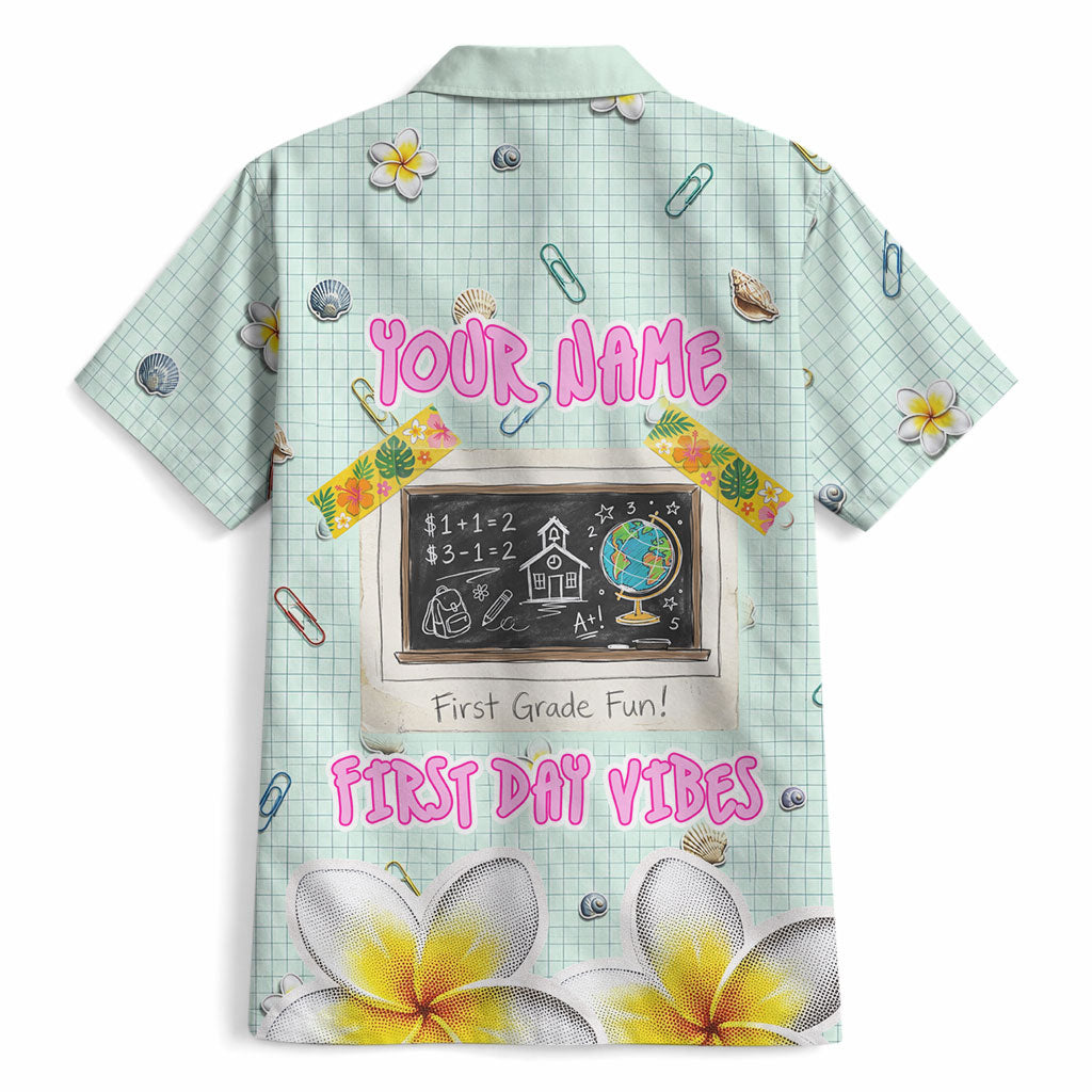 Personalized Hawaii Back To School Dolphin Hawaiian Shirt Grid Notebook Background With Dolphin Mascot And Plumeria Flowers TS04 - Polynesian Pride